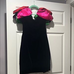 Chic Black Midi Dress with Vibrant Accents